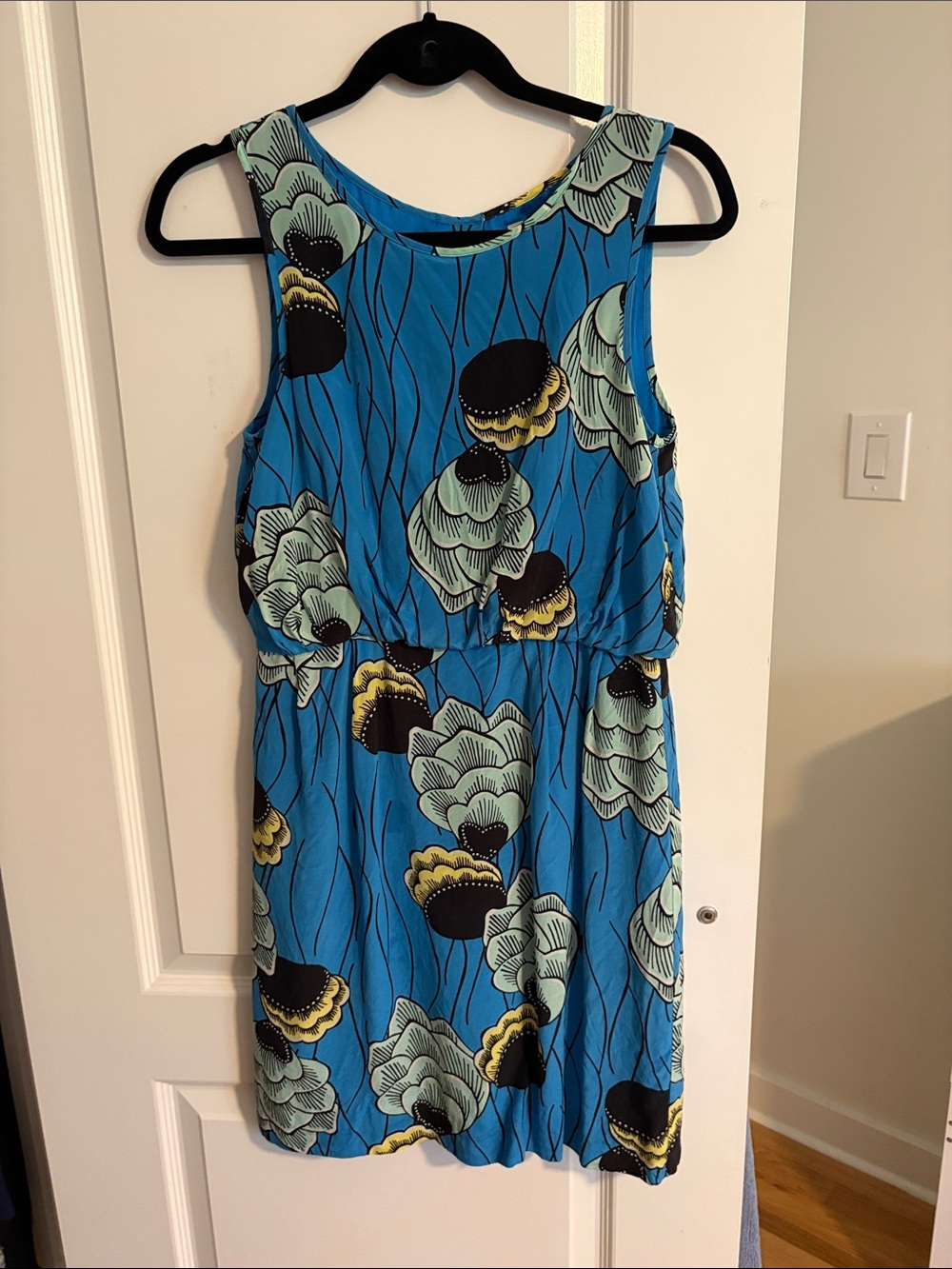 Blue Floral Sleeveless Women's Dress